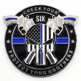 * PUNISHER Thin Blue Line, Blue Lives Matter LEO Police NYPD Challenge Coin with Serial# - AIIZ Collectibles